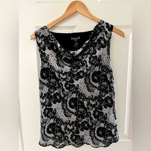B.I.Y.A.Y.C.D.A. | Black/Gray Cowl Neck Sleeveless Blouse | Size: S